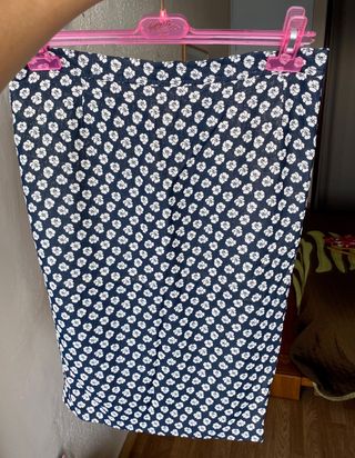 Falda flores midi azul marino lurex Tailor Made M