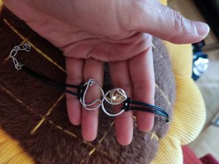 pulsera de plata y cordón con Cristal tallado