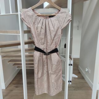 Vestido fiesta rosa palo satinado