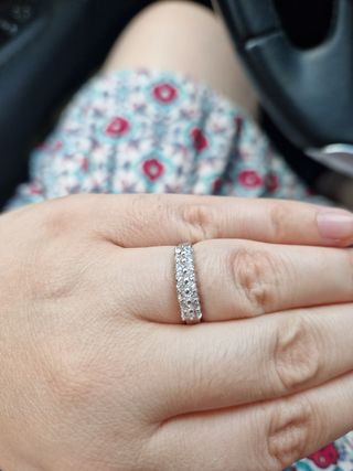 Anillo plata baño oro blanco circonitas cristal