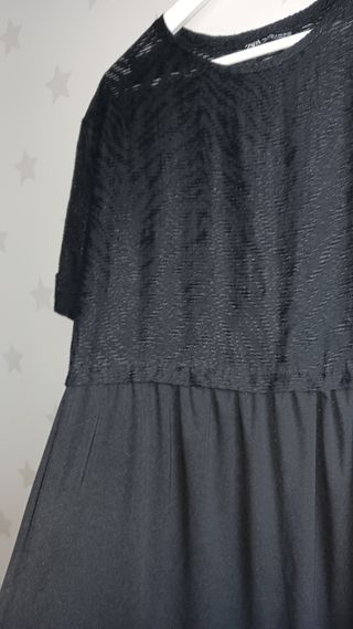 Vestido Negro Manga Corta zara Talla S