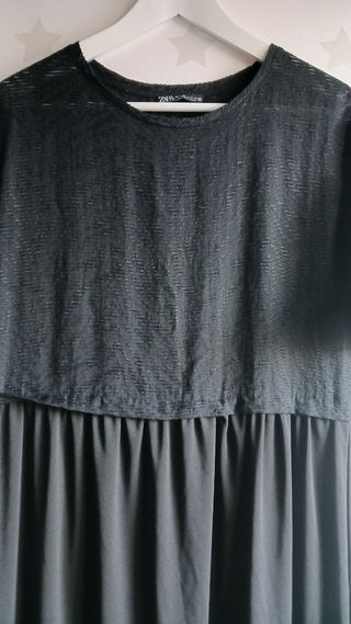 Vestido Negro Manga Corta zara Talla S
