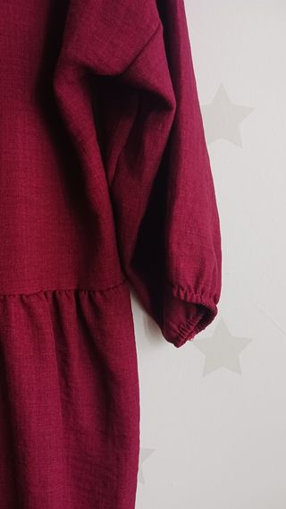 Vestido granate manga 3/4