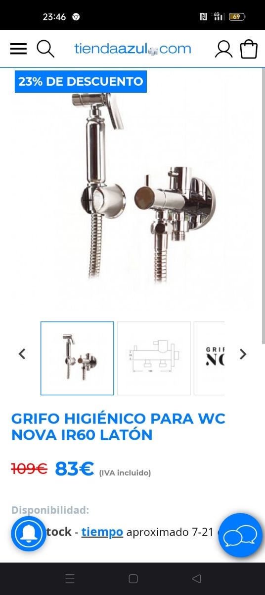 toma de agua para WC