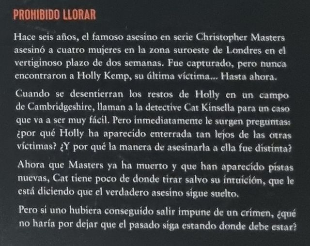 Libro "Prohibido llorar", de Caz Frear