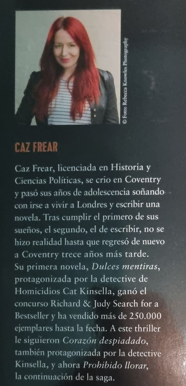 Libro "Prohibido llorar", de Caz Frear