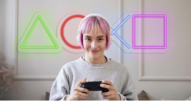 Neón símbolos mando Playstation