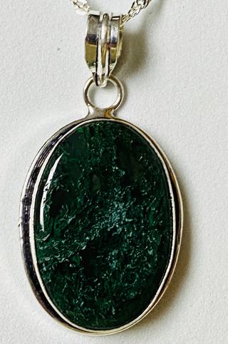 Colgante de Agata musgosa con cadena plata ley 925