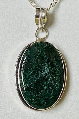 Colgante de Agata musgosa con cadena plata ley 925