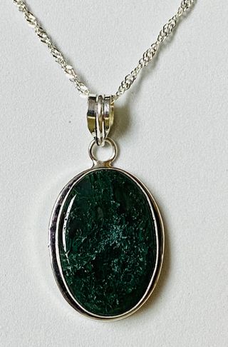 Colgante de Agata musgosa con cadena plata ley 925