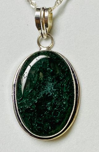 Colgante de Agata musgosa con cadena plata ley 925