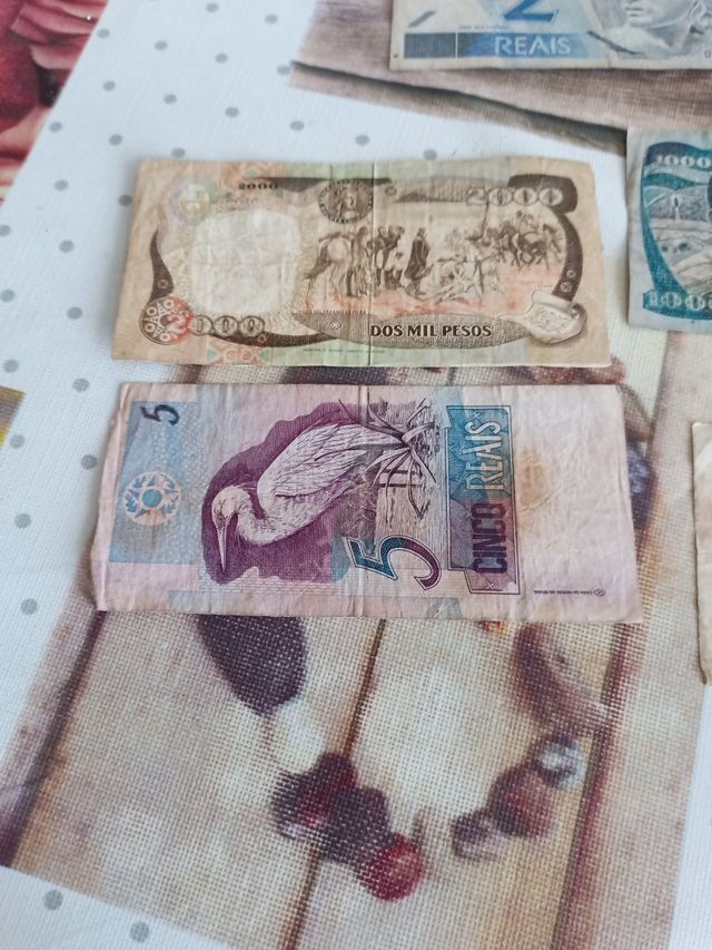 Lote de billetes y moneda
