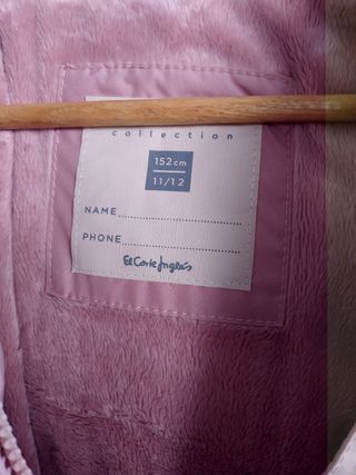 Anorak rosa niña, talla 11-12