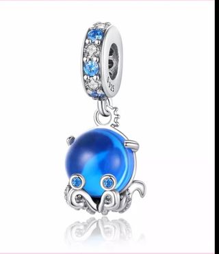 Charm Pulpo azul en Plata de Ley S925 