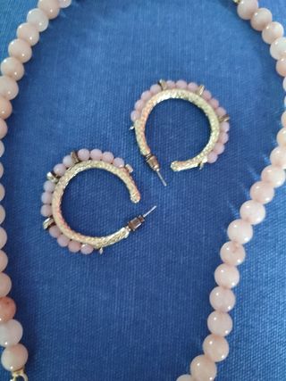 collar& colgante de piedra con pendientes