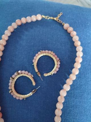 collar& colgante de piedra con pendientes