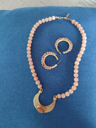 collar& colgante de piedra con pendientes