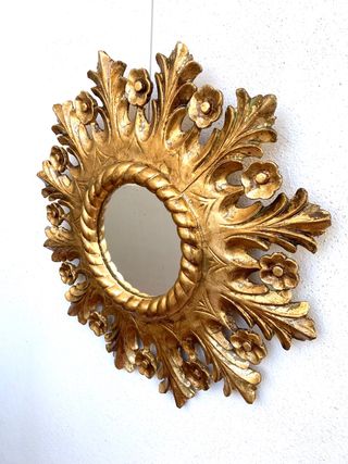 ANTIGUO ESPEJO SOL MADERA