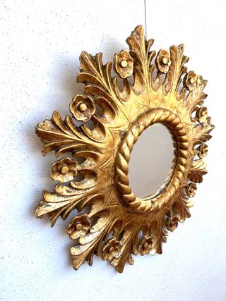 ANTIGUO ESPEJO SOL MADERA