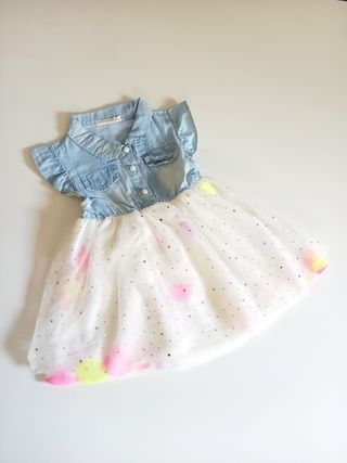 Vestito bambina, jeans e tulle