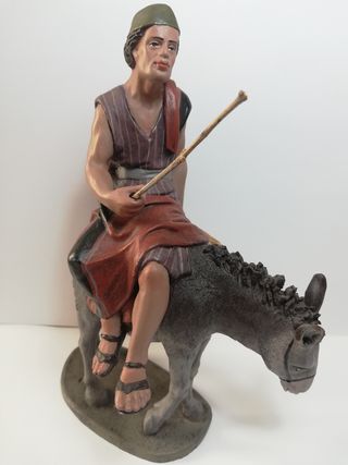 Pastor en mula 16cm JOSE LUIS MAYO - BELÉN PESEBRE
