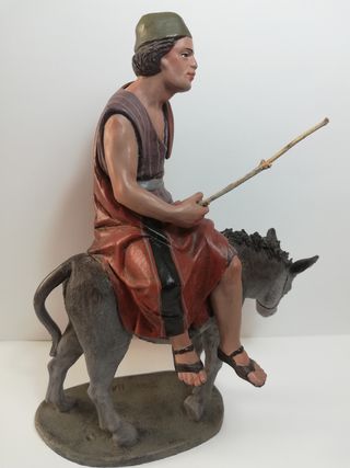 Pastor en mula 16cm JOSE LUIS MAYO - BELÉN PESEBRE