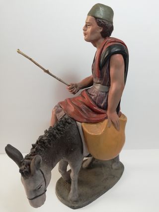 Pastor en mula 16cm JOSE LUIS MAYO - BELÉN PESEBRE