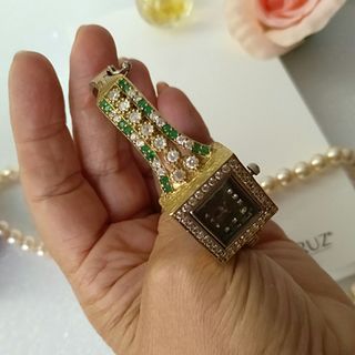 Reloj plata 925,oro y esmeraldas 