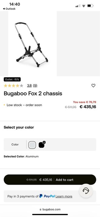 RECAMBIO DE CAPAZO Y SILLA (no chasis) BUGABOO FOX