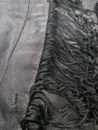 Falda negra con flecos talla 38 Mango