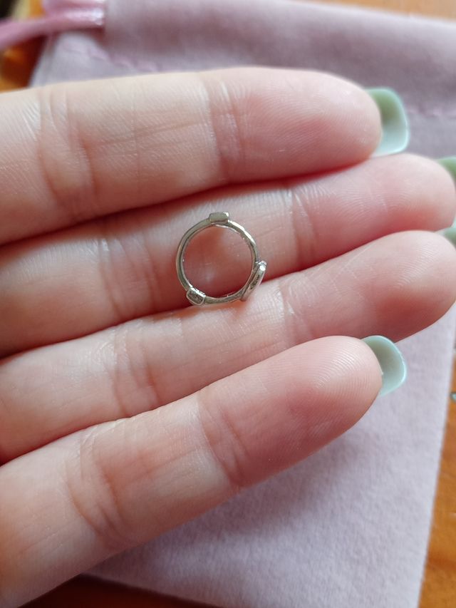 Pendientes arito Corazón rosa de plata