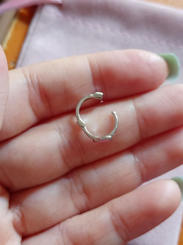 Pendientes arito Corazón rosa de plata