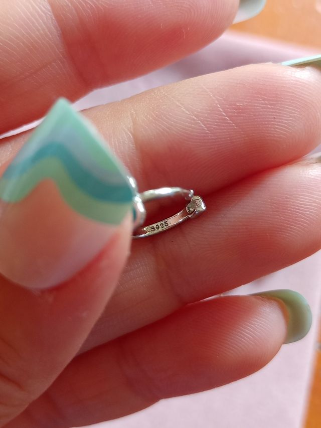 Pendientes arito Corazón rosa de plata