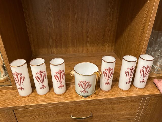 Seis vasos de wisky con cubitera para hielo