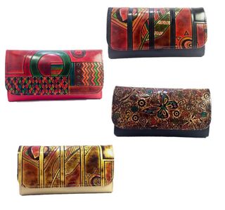 CARTERAS MUJER CUERO AUTENTICO. PINTADAS A MANO.