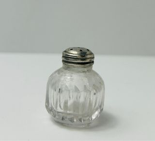 Salero y pimentero en cristal y alpaca