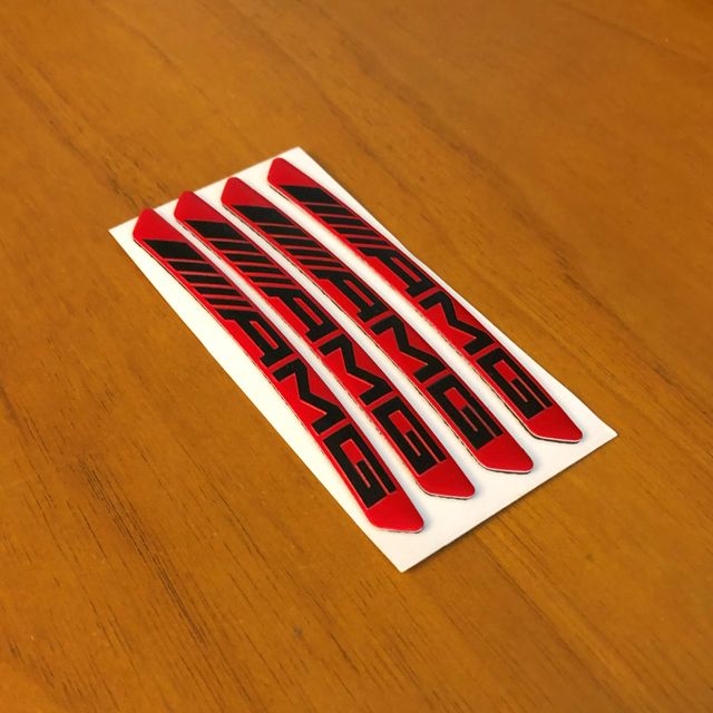 4 strisce per cerchio Mercedes AMG rosso 9x0,8cm