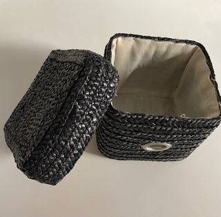 Cesta caja mimbre con tapa, 15x15x12