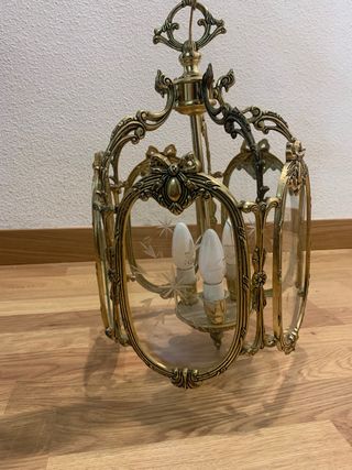 LÁMPARA BRONCE CON CRISTALES TALLADOS