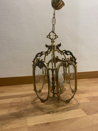 LÁMPARA BRONCE CON CRISTALES TALLADOS