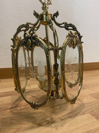 LÁMPARA BRONCE CON CRISTALES TALLADOS