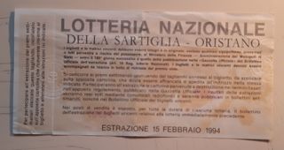 Biglietto Lotteria Nazionale Sartiglia Oristano 94