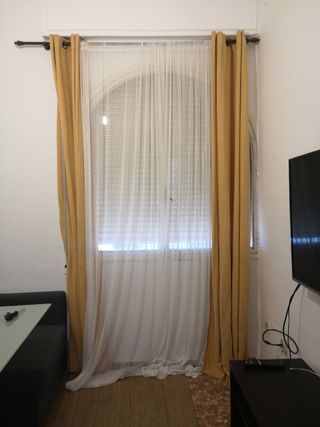 Cortinas efecto ante color mostaza 135x200