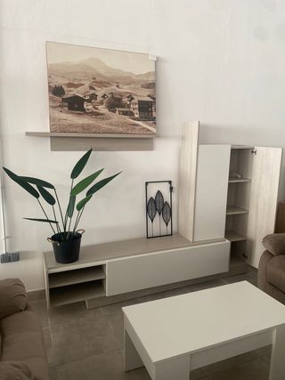 CONJUNTO DE SALÓN BLANCO Y BEIG NUEVO