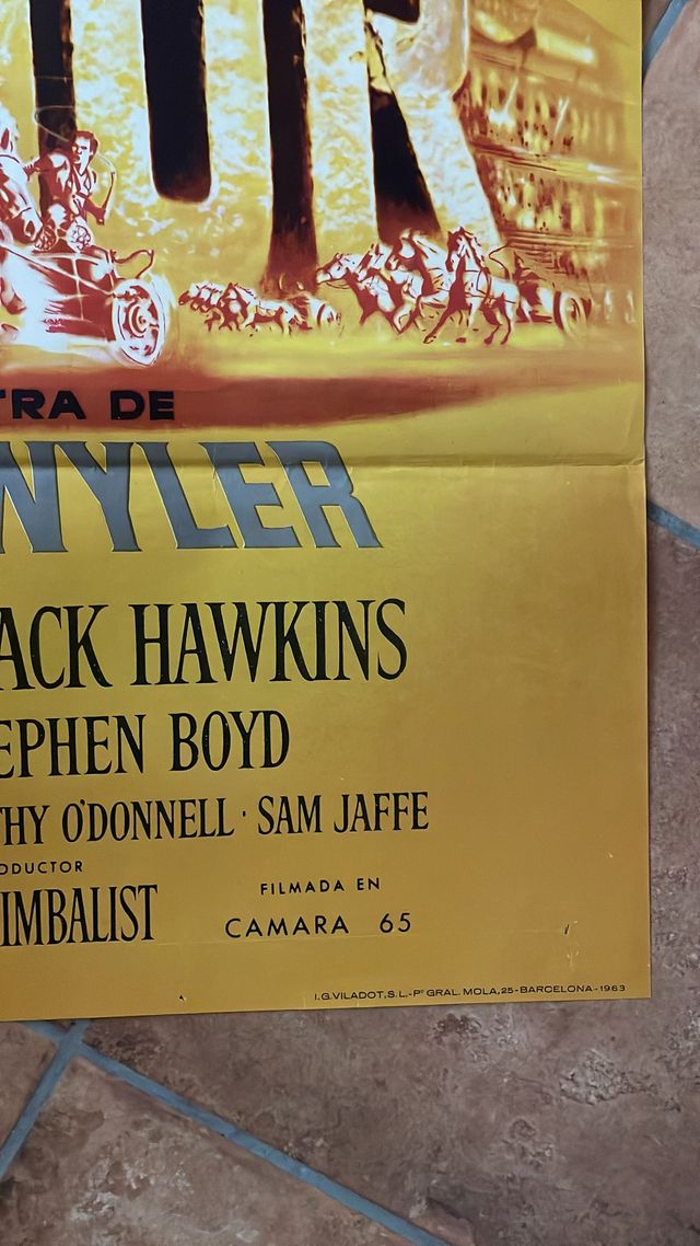 BEN HUR POSTER ORIGINAL ESTRENO 1960/63 70 X 100