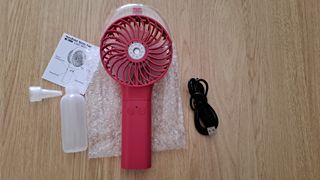 Ventilador de mano con nebulizador (Rojo)