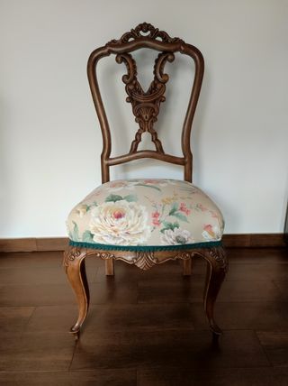 mesa comedor antigua de nogal maciza con seis sill