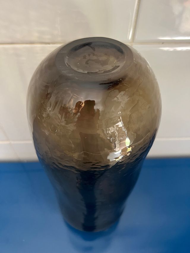 Vaso cilindrico in vetro grigio fumé