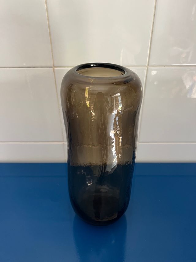 Vaso cilindrico in vetro grigio fumé