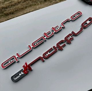 Insignia rejilla delantera Audi con logo Quattro.